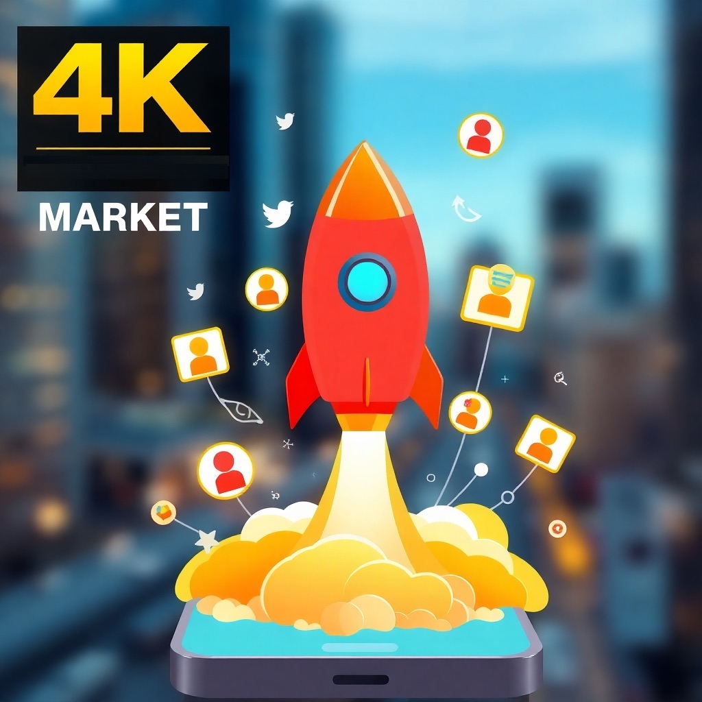A stylized 4K image depicting a rocket launching from a smartphone screen, symbolizing the explosive growth achieved through effective marketing. The rocket is surrounded by data streams and user icons, representing the data-driven nature of the campaign. The color palette is vibrant and energetic, using colors like red, orange, and yellow to convey excitement and growth. The background is a blurred cityscape, symbolizing the wide reach of mobile marketing.