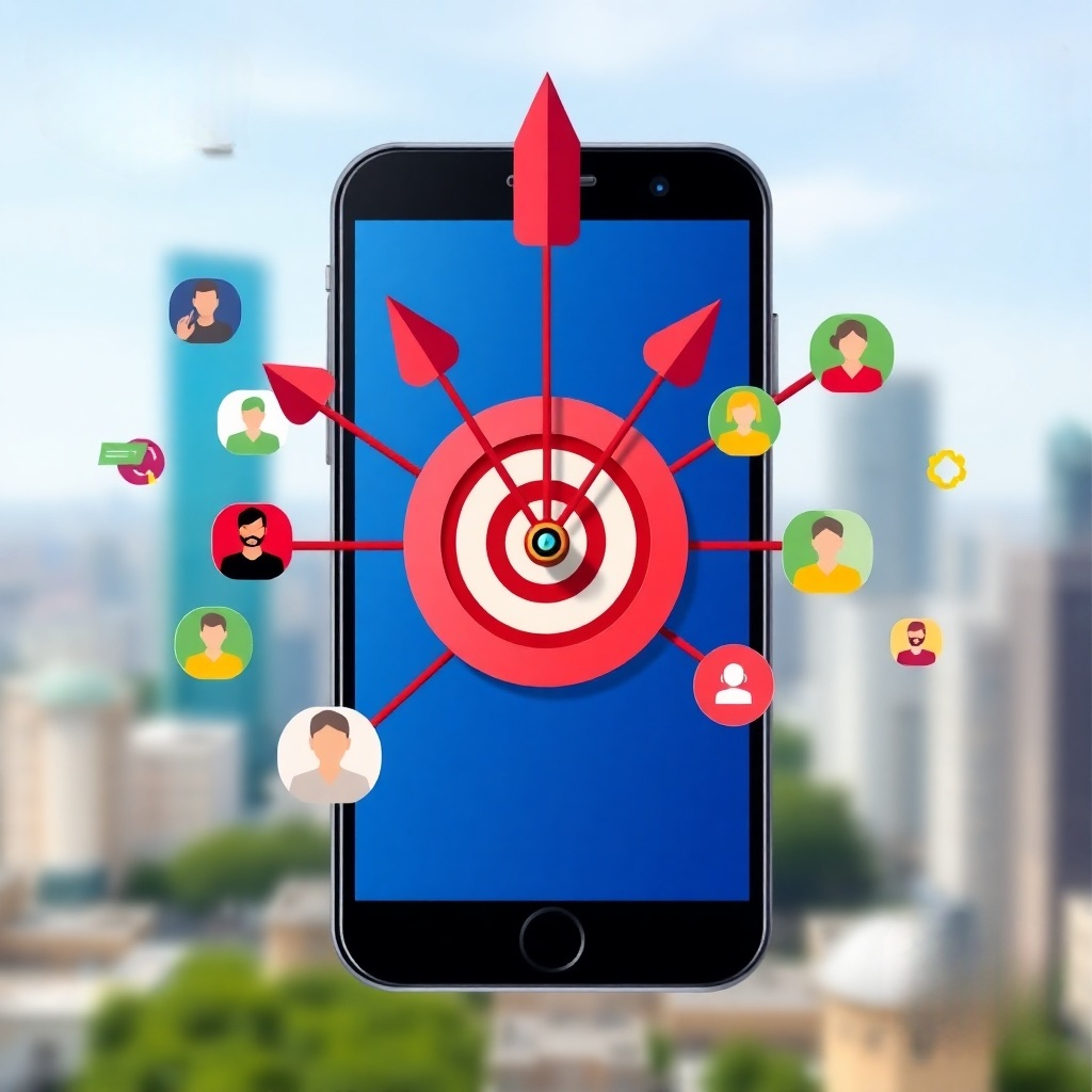 A stylized image of a magnet attracting users to a mobile app, symbolizing effective user acquisition. The magnet should be large and powerful, with users flocking towards it. The background should be a bright and colorful gradient, representing the diversity of the user base. The style is modern and playful, inspired by marketing infographics. Technical specs: 4K resolution, high quality rendering.